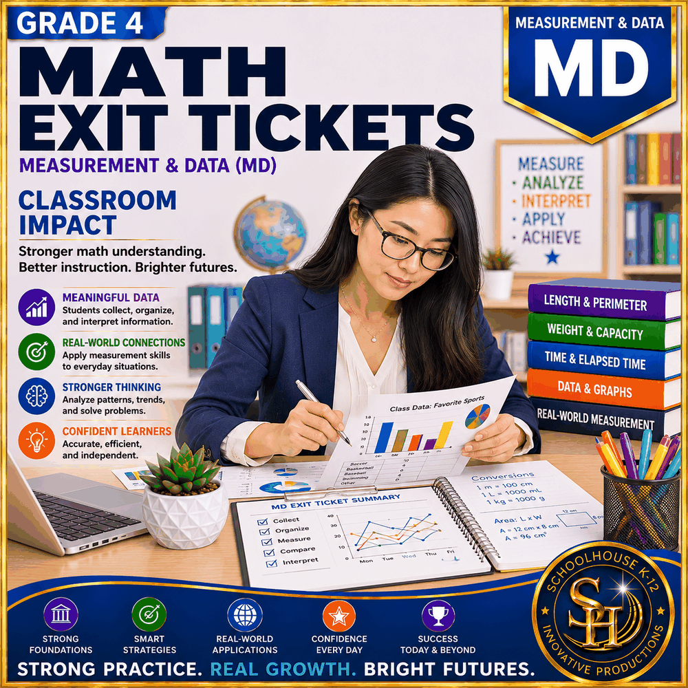 4th Grade Measurement & Data Math Exit Tickets cover